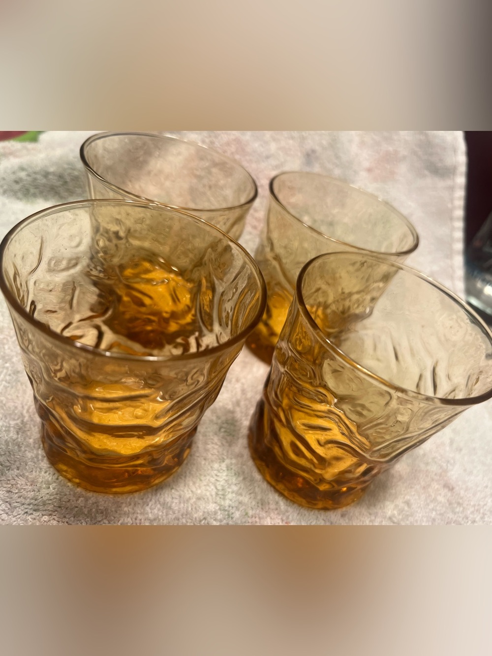 Anchor Hocking Amber Textured Glass Tumbler Set - 4- Honey Gold